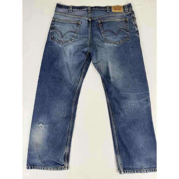 Levis 505 Jeans Mens 42x30 Blue Fade Regular Fit - Picture 9 of 10